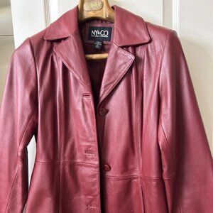 NY & Co Red Leather Jacket in Medium